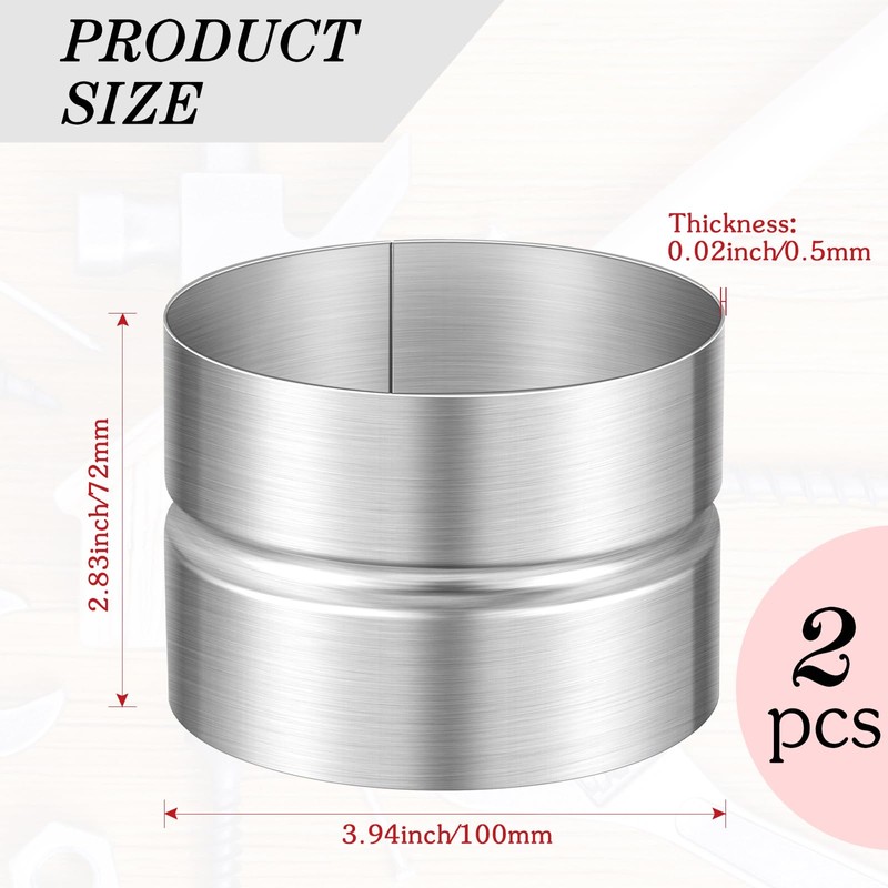 Hicarer 2 Pcs 4 Inch Galvanized Steel Duct Connector, Dryer