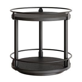 YATINEY Lazy Susan Organizer, Rotating Spice Rack, 2 Tier Spice Turntable Organizer, Industrial Turntable Spice Holder, for Kitchen Countertop and Cabinet, Compact and Versatile, Black SR22BK