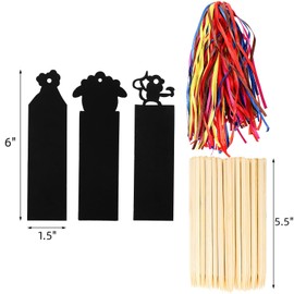 Goaste 144 Pack Animal Scratch Bookmarks, Magic DIY Bookmark Crafts, Colorful Dinosaur Scratch Paper with 144 Pieces Colorful Ropes and 72 Pieces Bamboo Stylus for Classroom Activities, Christmas