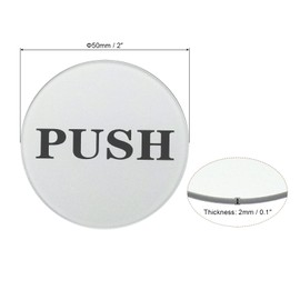 PATIKIL Push Pull Door Sign, 2 Pack Self-Adhesive Round Acrylic Gate Sticker Wall Marker for Office Store Shop, Silver