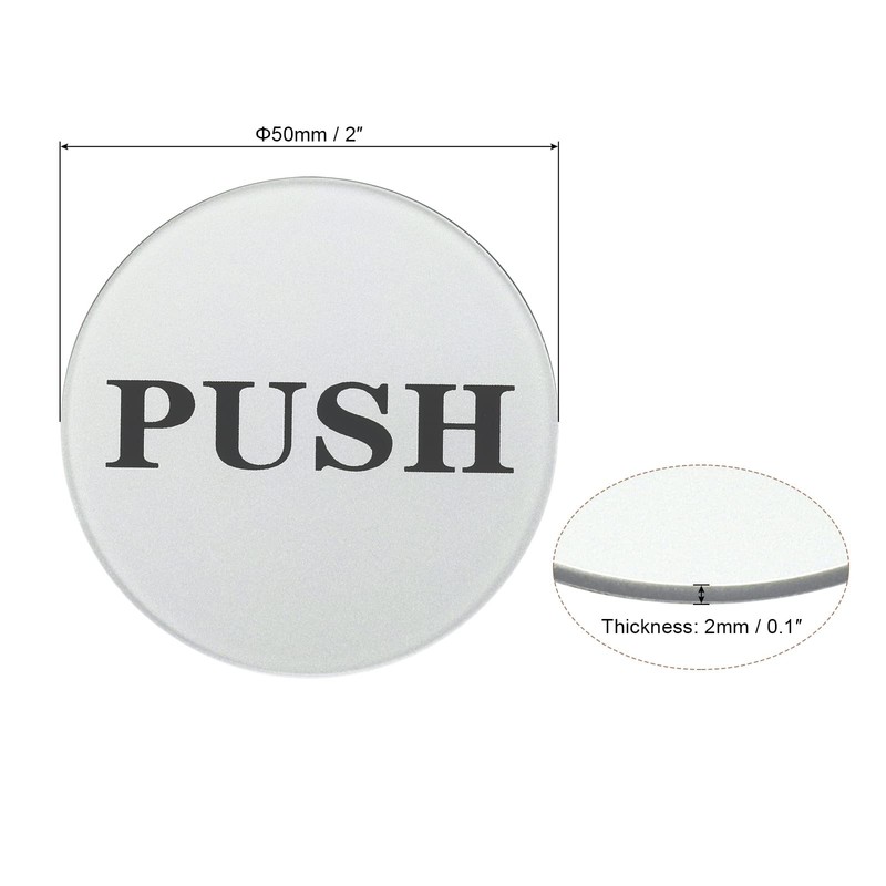PATIKIL Push Pull Door Sign, 2 Pack Self-Adhesive Round Acrylic