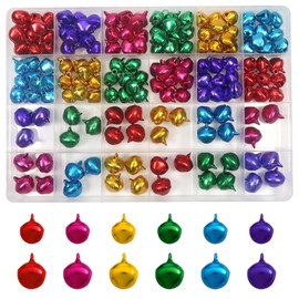 TOAOB Pack of 162 Christmas Bells 12 mm 14 mm Colourful 6 Colours Metal for Jewellery Making Mini Decoration for Christmas Parties