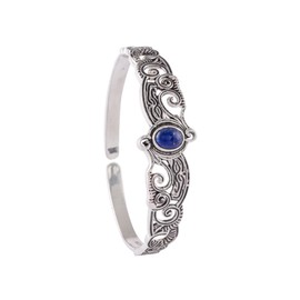Pulsera de plata de ley 925 con lapislázuli de plata de ley 925 | Pulsera de pulsera (azul), Gema, Lapislázuli