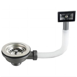 Qrity Kitchen Sink Waste Kit 110mm, Stainless Steel and PVC Kitchen Sink Drain Strainer Waste with Square Overflow 1½"