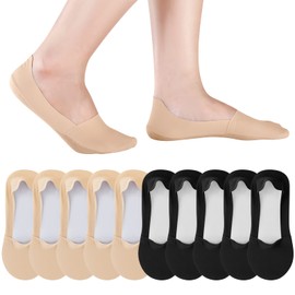 10 Pairs No Show Socks Women Men Low Cut Liner Socks Ice Silk Socks Nonslip Liner Socks Invisible Socks Thin Socks (Black, Nude)