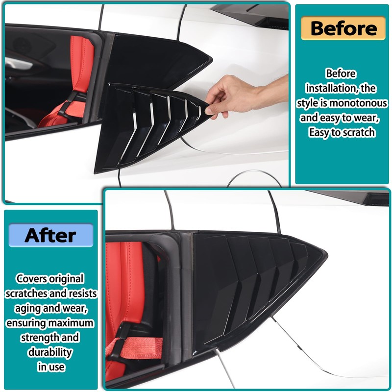 Hudiriy Rear Side Window Louvers Air Ven Decorative Compatible with