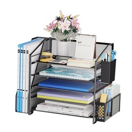 Simple Trending Organizadores y accesorios de escritorio, organizador de archivos de escritorio de 5 niveles, organizador de bandeja de papel con sopo