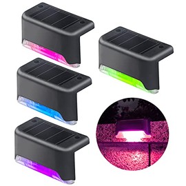 4 Pack Solar Sensor Lights, Colorful Waterproof Step Lights, Fence Lights, Deck Lights, Terrace Lights