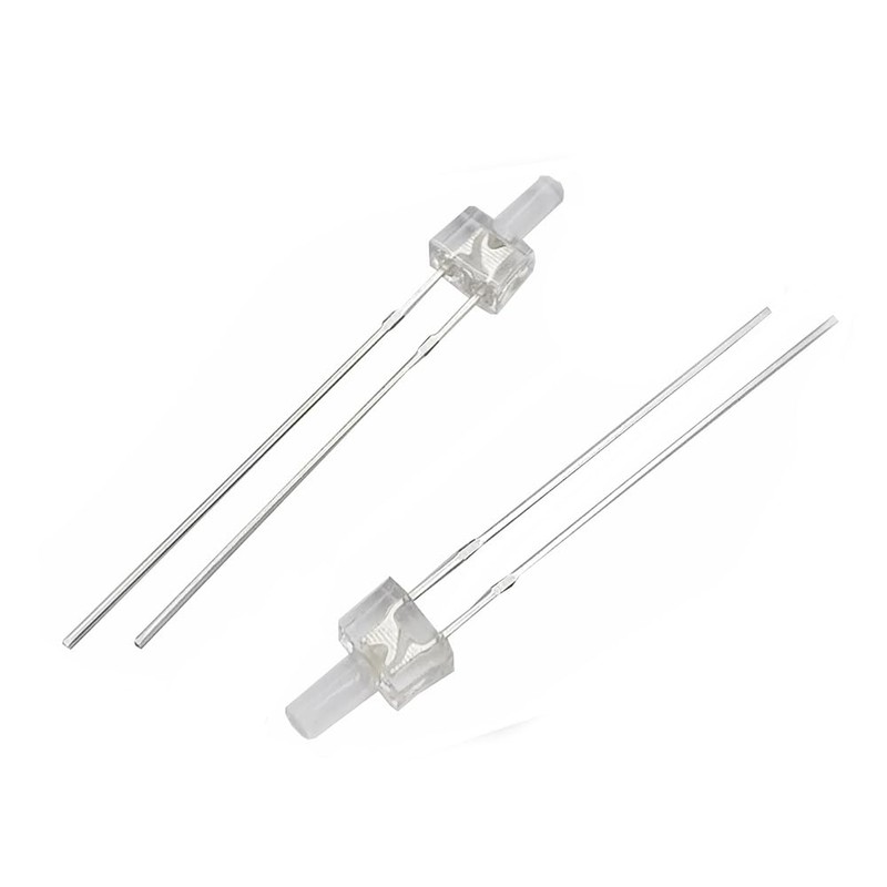 100 Pieces 2 mm Multicoloured Flat Top, Water Clear LED