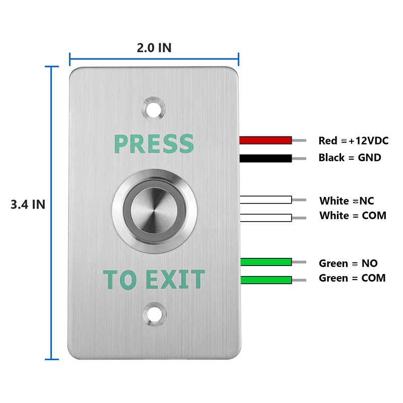 BFLCTGCF IP68 Waterproof Exit Button NO&NC &COM with LED Door