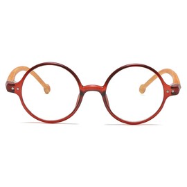 JOVAKIT Retro Round Blue Light Blocking Glasses for Women Men, Literary Vintage Style Non-prescription Computer Eyeglasses (Tea)