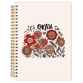 Qabliqo It's Okay to Floral Mental Health Spiral Notebooks, Inspirational Quote Journals for Writing, Mental Health Journal for Women, Positive Affirmation Notebook for Note Taking, 5.5x8.3 Inch