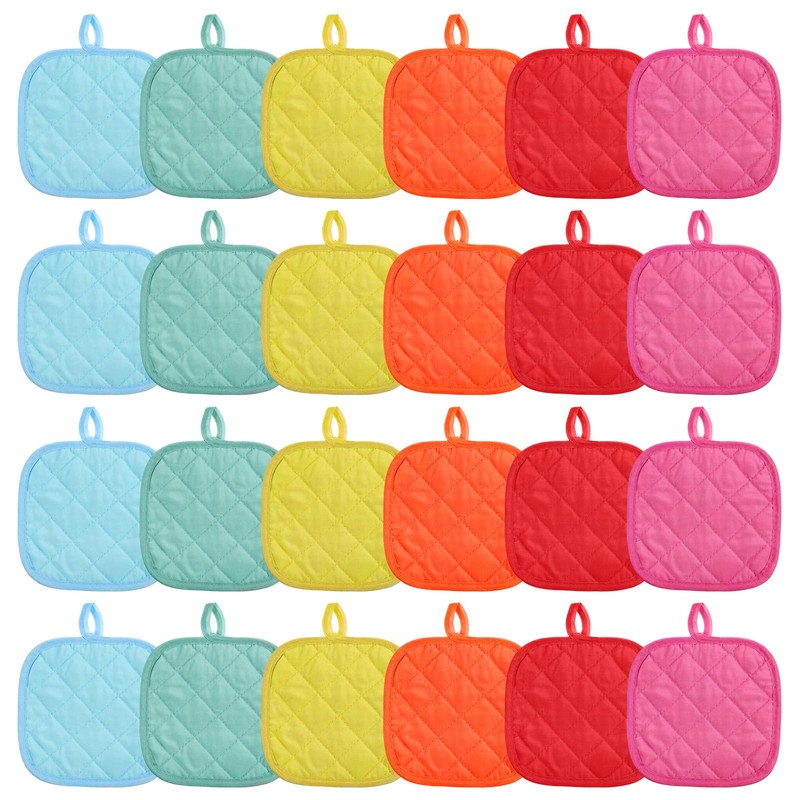 24 Pcs Pot Holders for Kitchen, Heat Resistant Quilted Hot