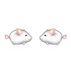 Animal Stud Earrings Sterling Silver Penguin/Paw Print/Panda/Dinosaur/Cow/Cat/Rabbit/Bee/Octopus/Dog/Pig Stud Earrings Animal Earrings for Women Girls, Sterling Silver