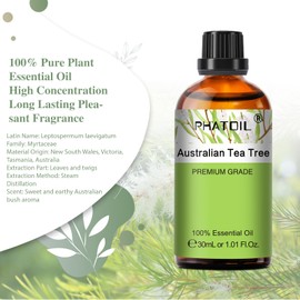 Australian Tea Tree 1.01fl.oz Essential Oil, PHATOIL Pure Aromatherapy Oils for Diffuser, Humidifier, Perfect for DIY Soap, Candle, Bath Bombs Making(30ml)