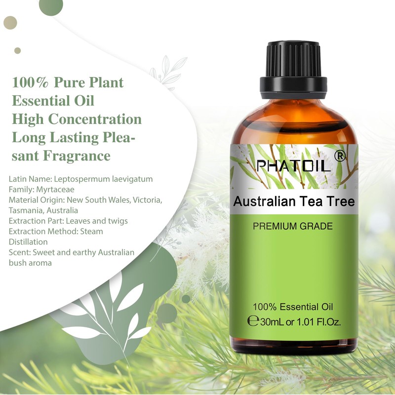 Australian Tea Tree 1.01fl.oz Essential Oil, PHATOIL Pure Aromatherapy Oils
