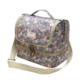 Nanxson Insulated Lunch Bag, Large Reusable Cool Bag, Waterproof Picnic Bag with Floral Pattern and Adjustable Shoulder Strap (11 L, C-Blue)