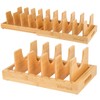 Wisreach Bamboo Pot Lid Organizer, Adjustable Kitchen Organizer for Cabinet,