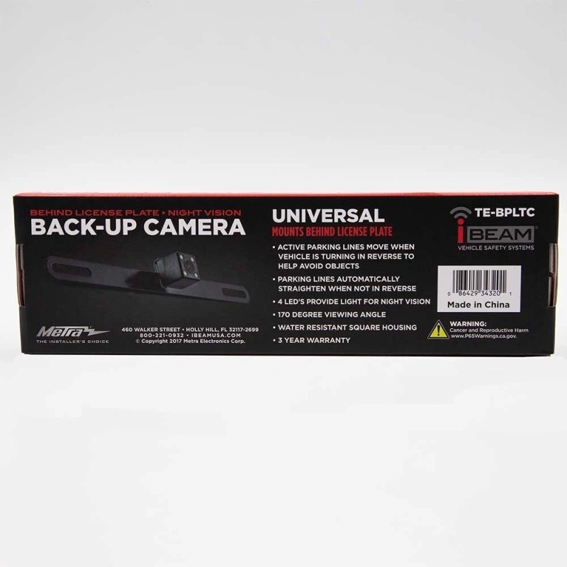 iBEAM TE-BPLTC / BEHIND LICENSE PLATE BACK UP CAMERA W/