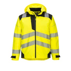Portwest PW360 Men's PW3 Hi Vis Waterproof Extreme Rain Jacket - Reflective Breathable Premium Safety Jacket Yellow/Black, Small