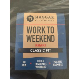 Haggar 2 pair Haggar Men's Work Weekend Classic Fit Khaki Pants No Iron 42vx 30 Black