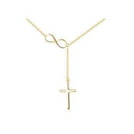 Mgezgi Gold Necklace for Women - 925 Sterling Silver Dainty Infinity Cross Pendant Necklace Waterproof 18K Gold Layered Jewelry for Everyday Wear Simple Trendy Choker Minimalist Faith Christian Cross
