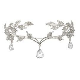 Yuqilin Elf Crown Tiara Elf Headpiece Leaf Crystal Crown Elf Cosplay Fairy Costume Women's Headband Tiara for Women Girls Cosplay Renaissance Bride Bridesmaids, Metal, 0