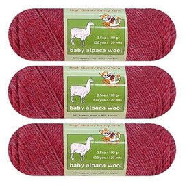 3-Pack Baby Alpaca Yarn Wool Blend Crochet and Knitting Worsted Weight Sunny Cat Premium Brand (Neon Purple)