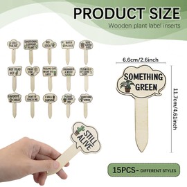 15pcs Funny Plant Signs Garden Markers Wooden Plant Labels Tab with Interesting Words Cute Patterns for Indoor and Outdoor Potted Used to Distinguish Potted Plants