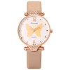 JewelryWe Butterfly Dial Leather Watch: Ladies Yellow Simple Casual Analog
