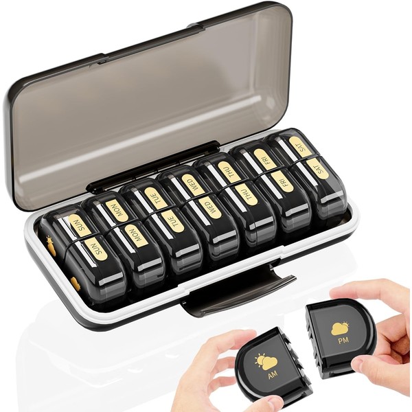 STORICANS Pill Box 7 Days Morning Lunch Evening, Portable Pill