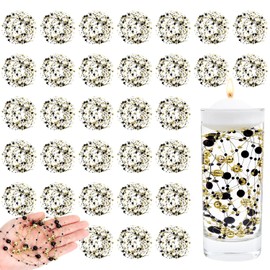 30 abalorio flotantes artificiales para centros de mesa, jarrones de perlas flotantes de imitación doradas/negras, decoración de jarrones, aniversario, Navidad, fiesta, boda, mesa, centros