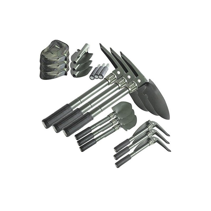 MegaDeal 3 Pack Folding Camping Survival Shovel with Pick 16"