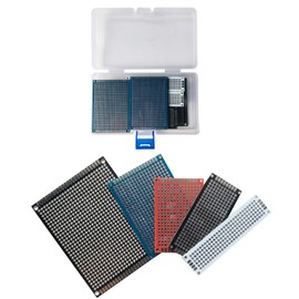 Enksagd 50 Pcs Double Sided PCB Board Prototype Kit Soldering 5 Sizes 4 Colour Universal Printed Circuit Board for DIY Soldering and Electronic Project with Free Box