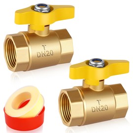 Boltigen 2Pack Gas Ball Valves 3/4'' FIP x 3/4'' FIP Double Female Port Brass Natural Gas Shut Off Valve with 1/4-Turn Handle Plumbing Fitting Control Connector 0.75''
