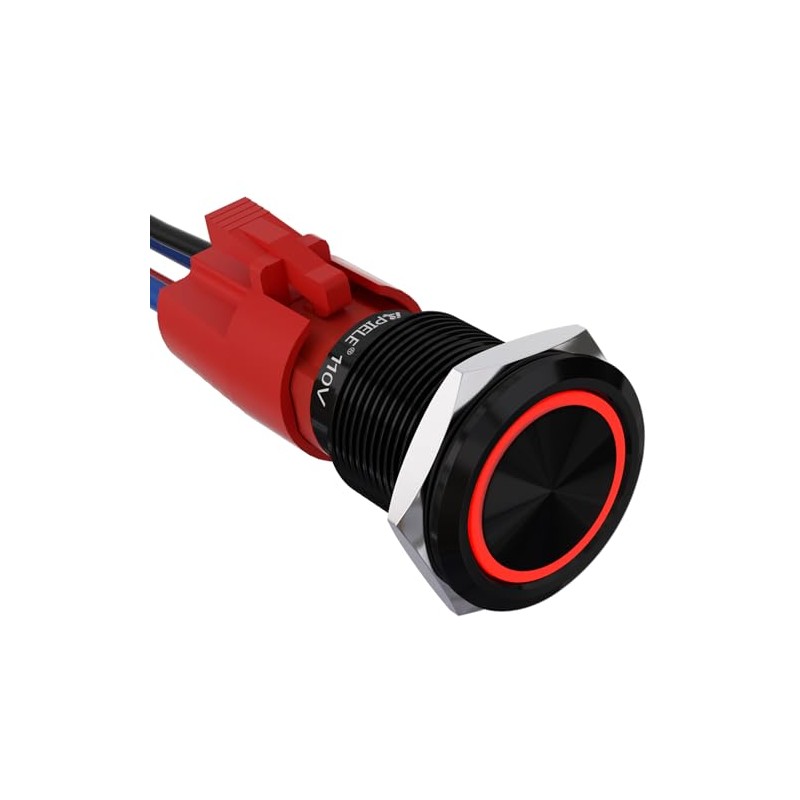 APIELE 110V-220V 19mm Latching Push Button Switch 10 Amp SPST