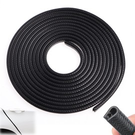 Car Door Edge Protector, 5M Car Door Edge Guard Protector Strips, No Glue Car Door Sill Protector U Shape Trim Rubber Seal Fit for Most Car(Black, 16FT)