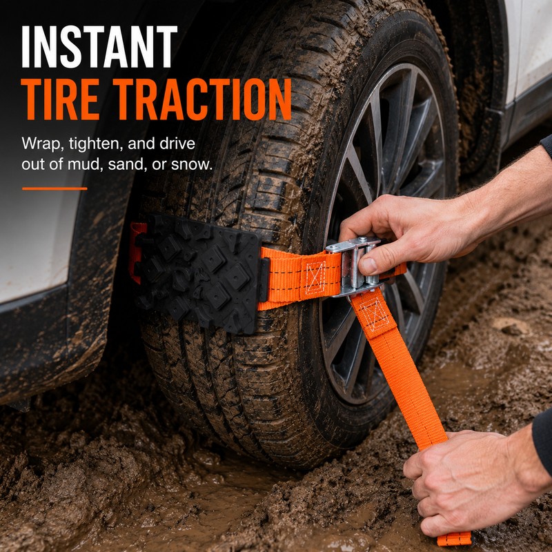 Car Recovery Traction Mat for Mud, Sand & Snow –