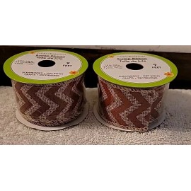 Floral Garden Chevron Floral Garden Wire Burlap Ribbon 9 ft. x 1.5" wide Craft Ribbon Lot of 2