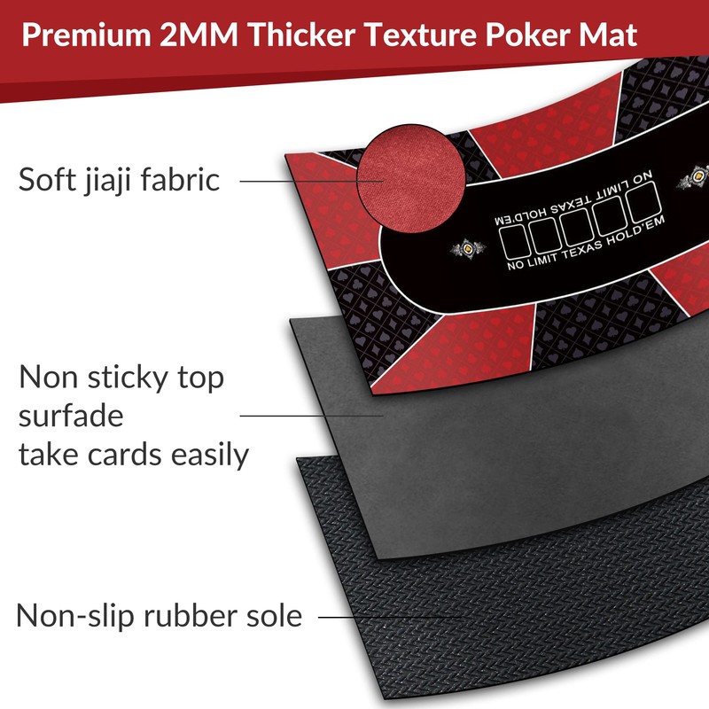 nuveti Poker Mat - 94 x47inch Non-Slip Poker Table Game