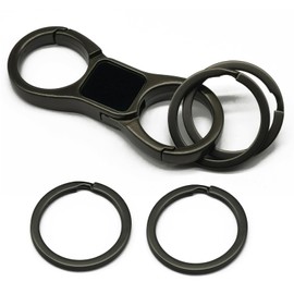 Lancher Key Chain Double Key Clip Quick Release (2 Extra Key Rings and Gift Box) Car Keychain for Man and Women-Black