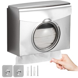 FUNTOCA Dispensador de Toallas Interdobladas de Acero Inoxidable 304, Dispensador de Toallas de Papel con Tapa para Montaje en pared, Toallas Despachador Toalla Interdoblada para Baño, Oficina, Cocina