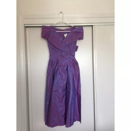 Alfred Angelo Vintage Alfred Angelo Women Gown Purple Off Shoulder Bow Bridesmaid Prom Dress 6