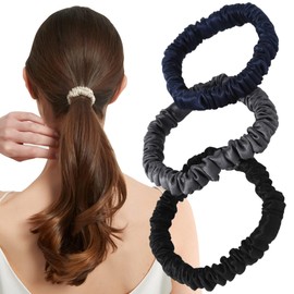 Miery Hair Ties Silk 100% Hair Ties [Recommended by Beauty Professionals] "Gentle on Hair, Reduces Damage" 3-Piece Set Adult Stylish (Assortment A)
