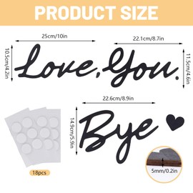 Black Love You Bye Sign Above Door with Glue Point, Wooden Script Wall Decor, Wood Word Wall Sign for Hallway Boy Girls Home Bedroom Art Decoration Express Love and Warm (Black)
