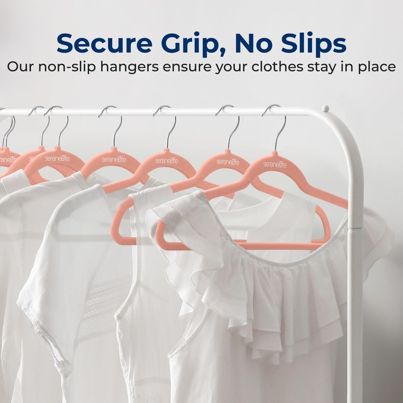 SereneLife 10 Pack Velvet Hangers - Non-Slip with 360° Swivel