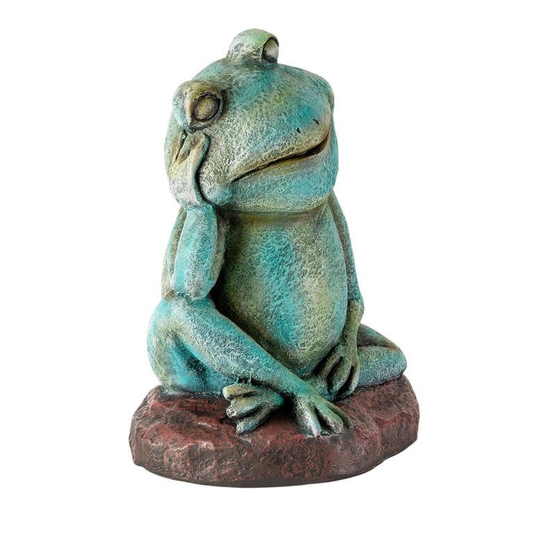 Alpine Corporation ZEN722 15" Thinking Frog Garden Statue – Whimsical