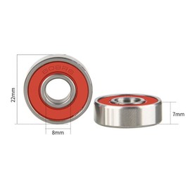 Mlxkell 608-2RS 8mmx 22mm x 7mmBall Bearings – Bearing Steel and red Double Rubber Sealed Miniature deep Groove Ball bearings-12pcs