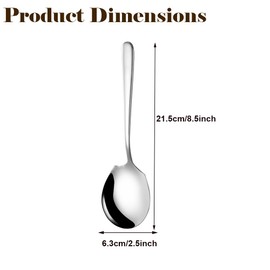Txhlyx Serving Spoons,SUS 304 Stainless Steel Serving Spoons,Dishwasher Safe 8.5 x 2.5 inches (Set of 2)