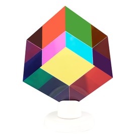 ECBANLI CMY Colour Cube, 70 mm (2.75 Inch) Mixing Colourful CMYcube Acrylic Prism, RGB Dispersion Colour Physics Toy and Desktop Decor